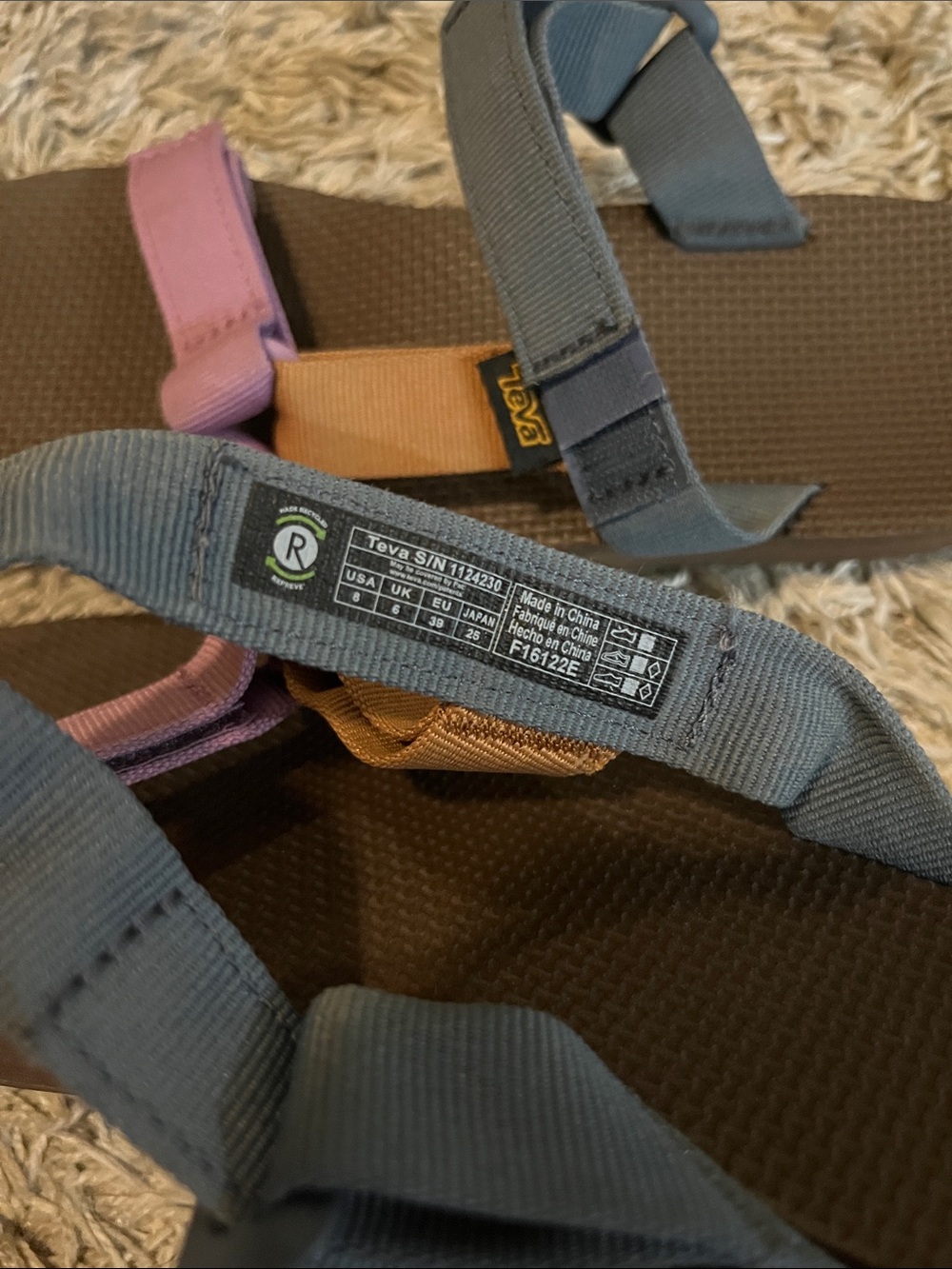 Teva Brown Footbed Sandals with Multicolor Straps. Women’s 8 - Picture 6 of 6
